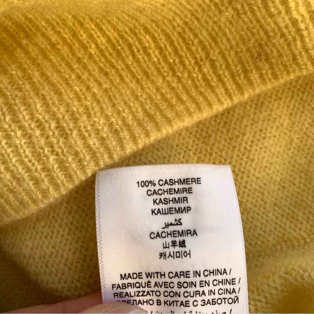 Doen Freya Cashmere Crewneck Pocket Button Knit Sweater Top Lemon Chiffon Yellow - Picture 11 of 13